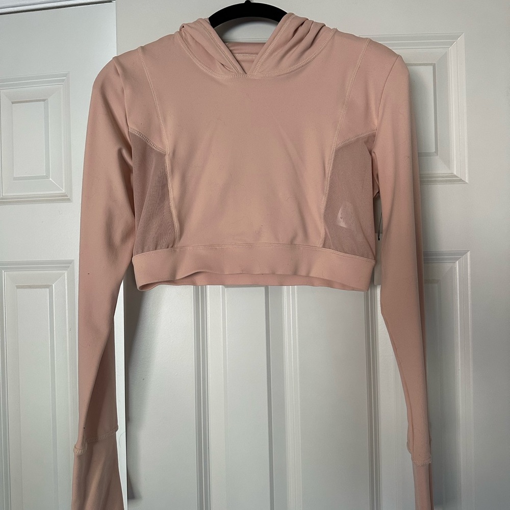 Women's Blush Pink Cropped Athletic Hoodie NWT